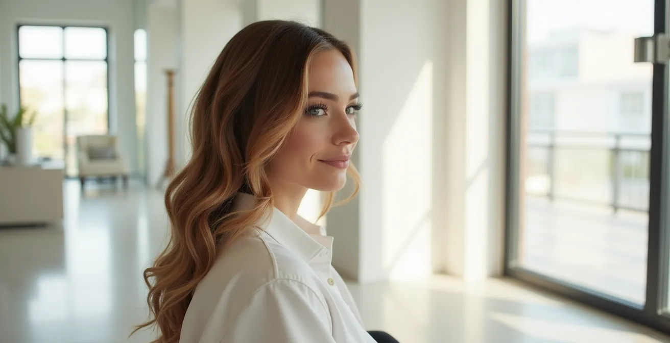 Chevelure structurée montrant le mouvement naturel après brushing professionnel